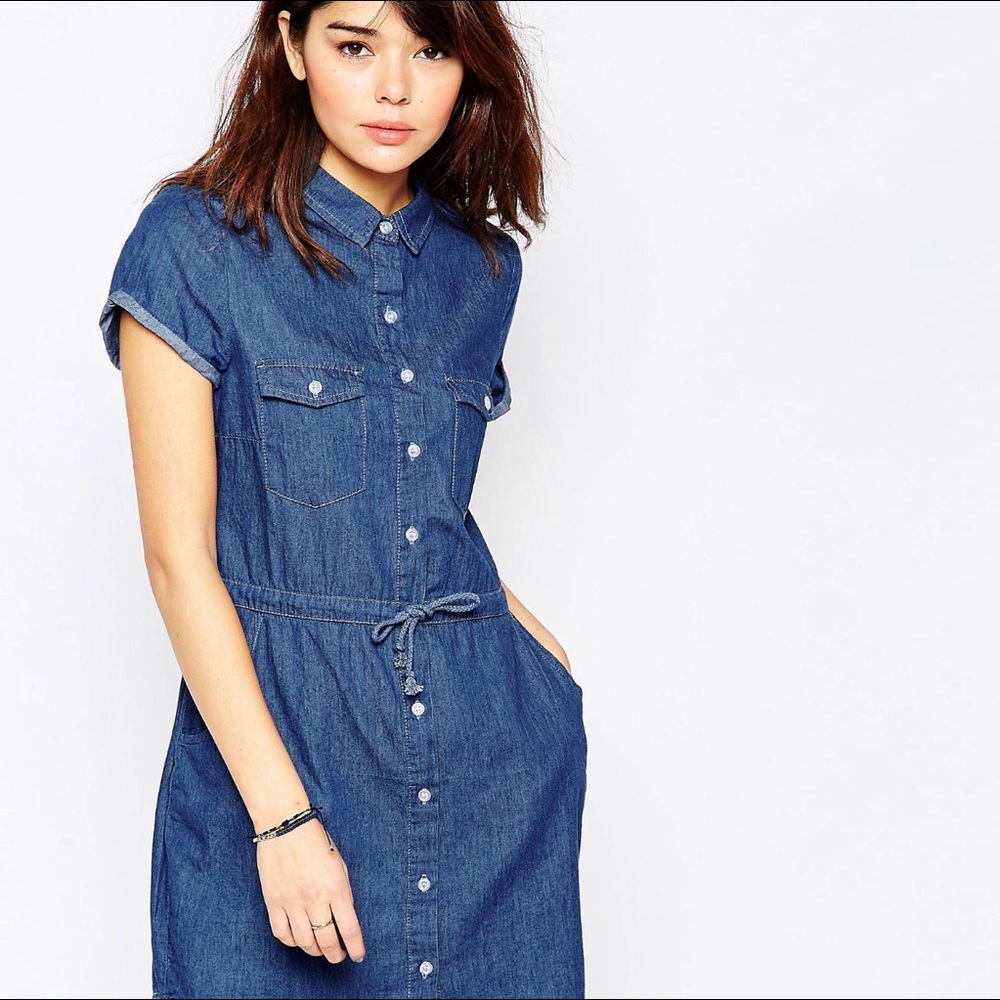 Brave Soul capped sleeve denim shirt dress